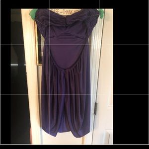 Purple strapless bubble hem dressy dress
